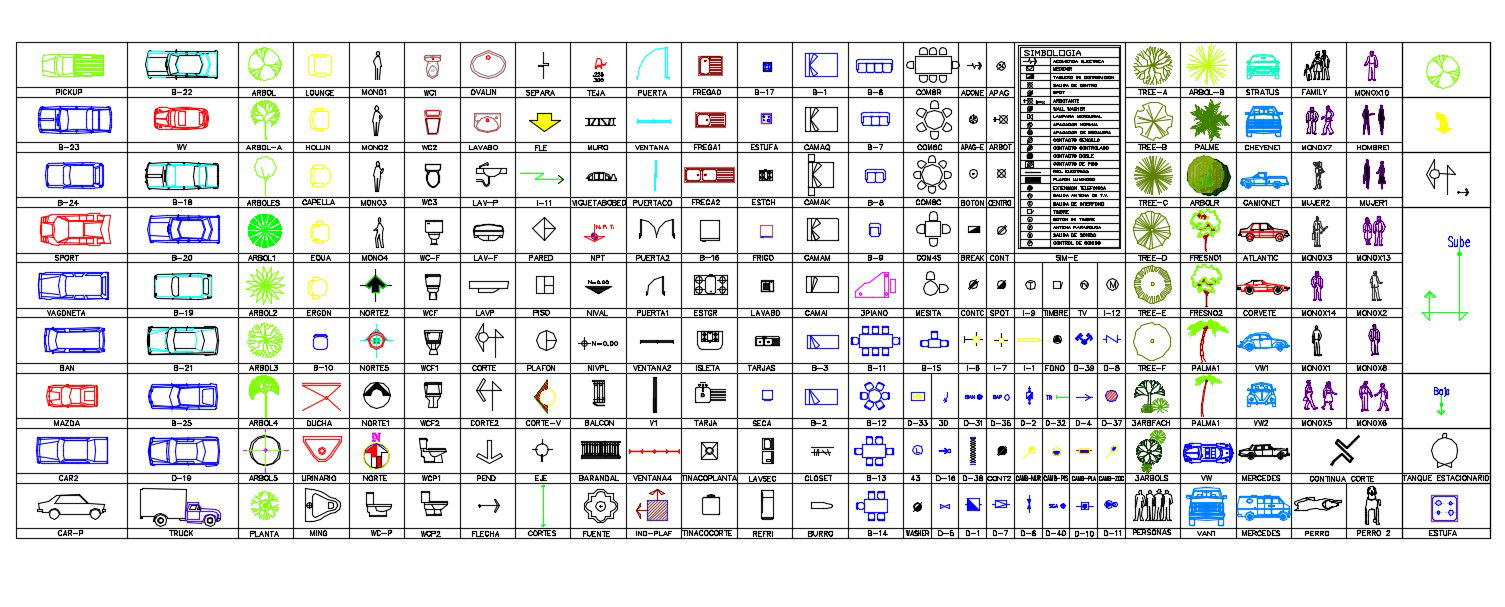 Multiple AutoCAD Blocks Drawing Free Download DWG File