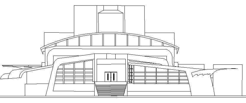 Multiplex Theater Architecture Design and Elevation dwg file