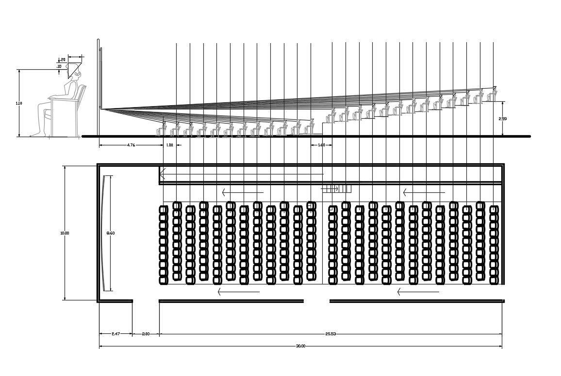 Multiplex theater screen plan cad drawing details dwg file