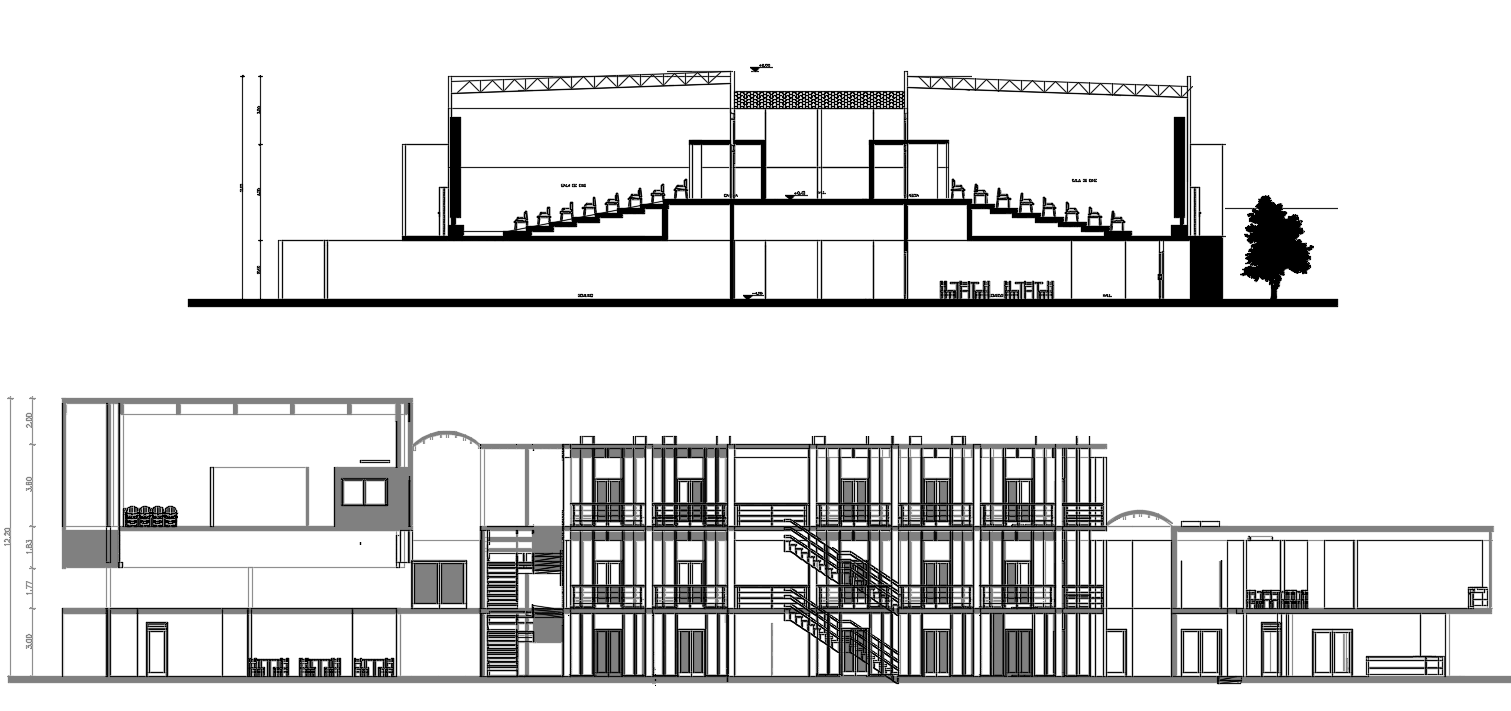 Multiplex Theater Building Section Drawing Download DWG File