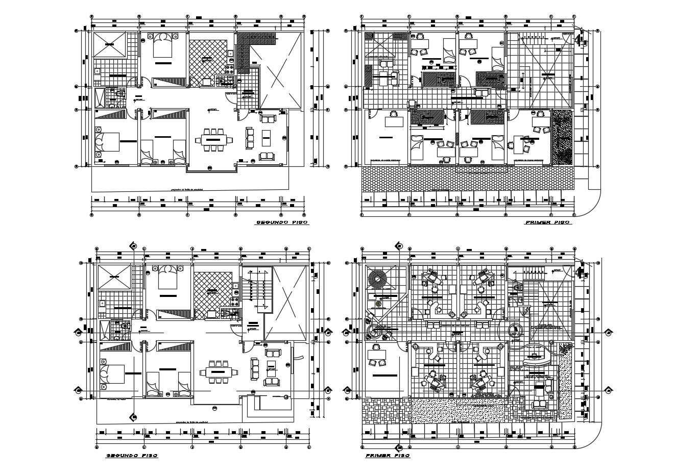 Multipurpose building with detail dimension in dwg file