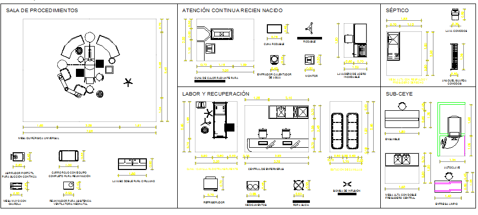 Multipurpose hospital equipment blocks design dwg file