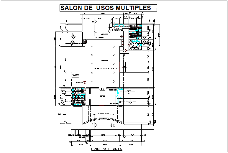 Multipurpose use room plan dwg file