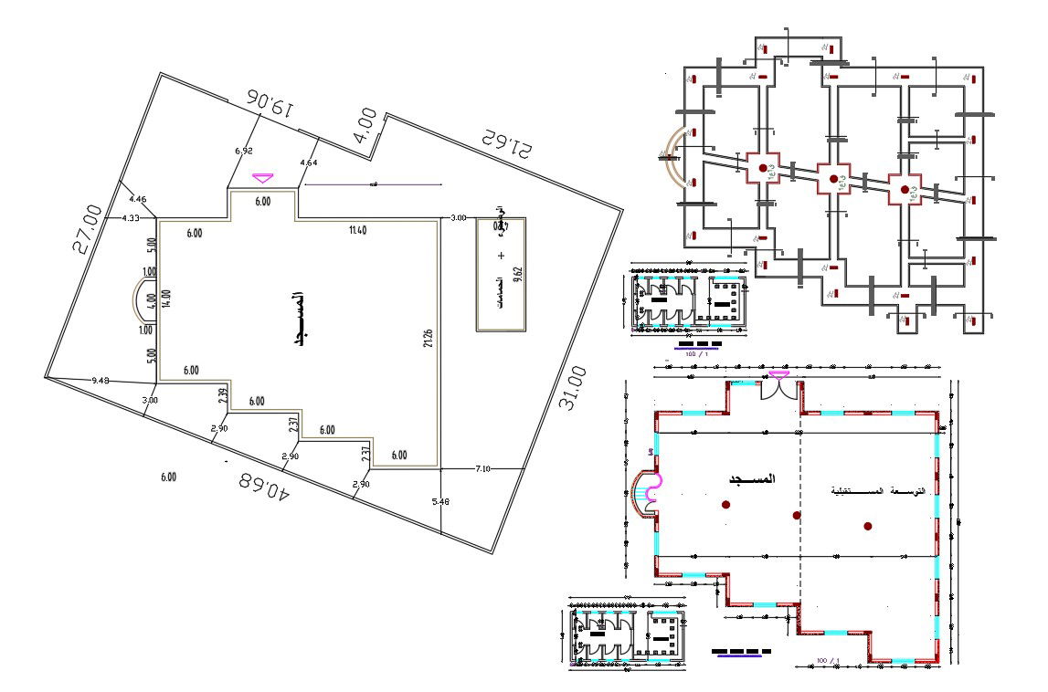 Multipurpose Hall Floor Plan Design DWG File
