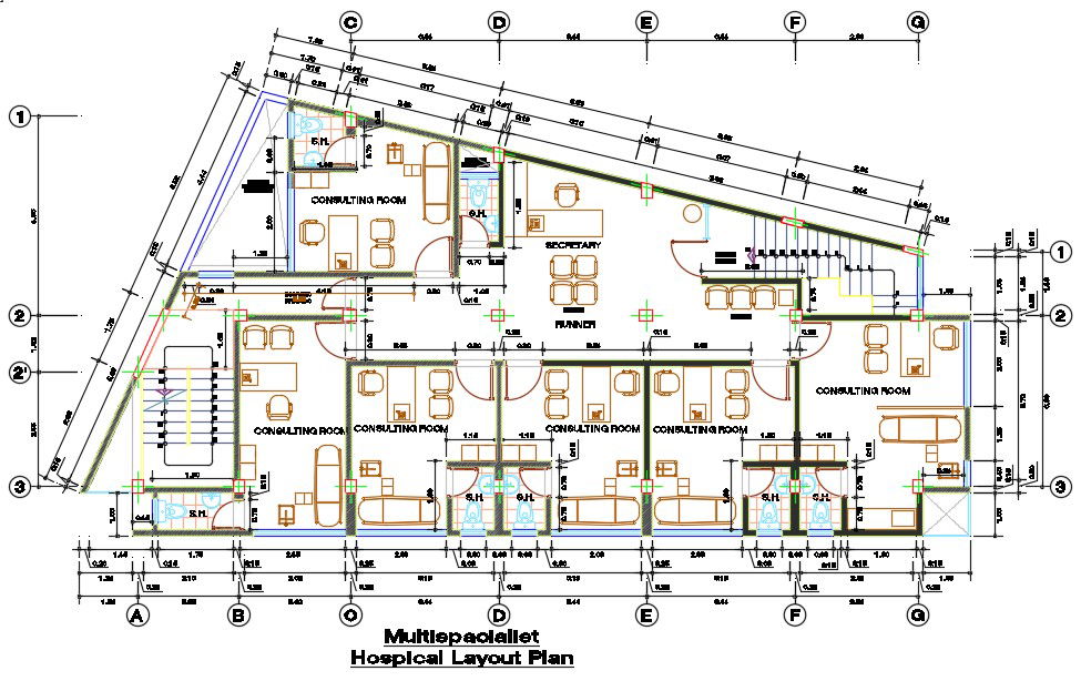 Multi specialist Hospital Layout Plan CAD Drawing DWG File