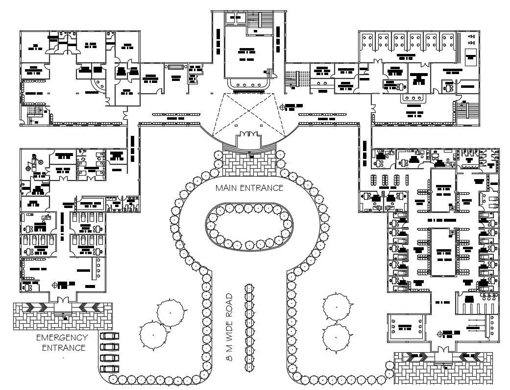 Multispecialty Hospital Layout Plan AutoCAD Drawing DWG File