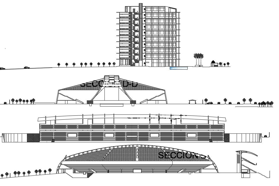 Multistorey building design in AutoCAD file