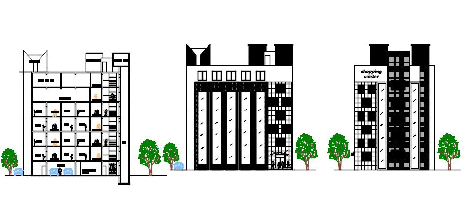 Multistorey building design in dwg file