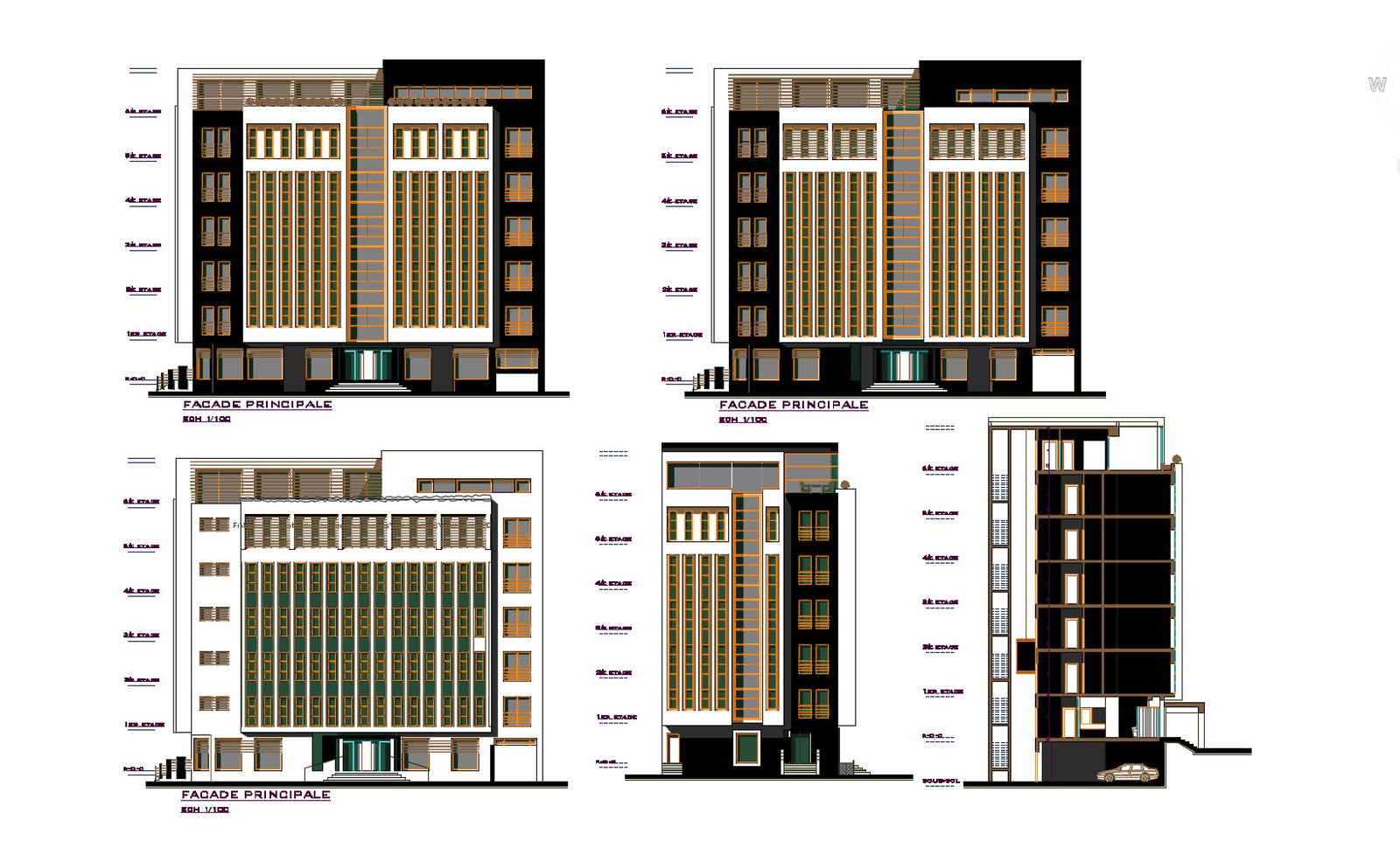 Multi Storey Building Design In DWG File