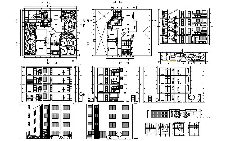 Multistorey residential apartment 8.20mtr x 14.00mtr with detail dimension in AutoCAD