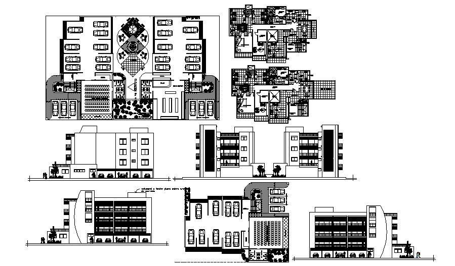 Multistorey residential building with detail dimension in AutoCAD