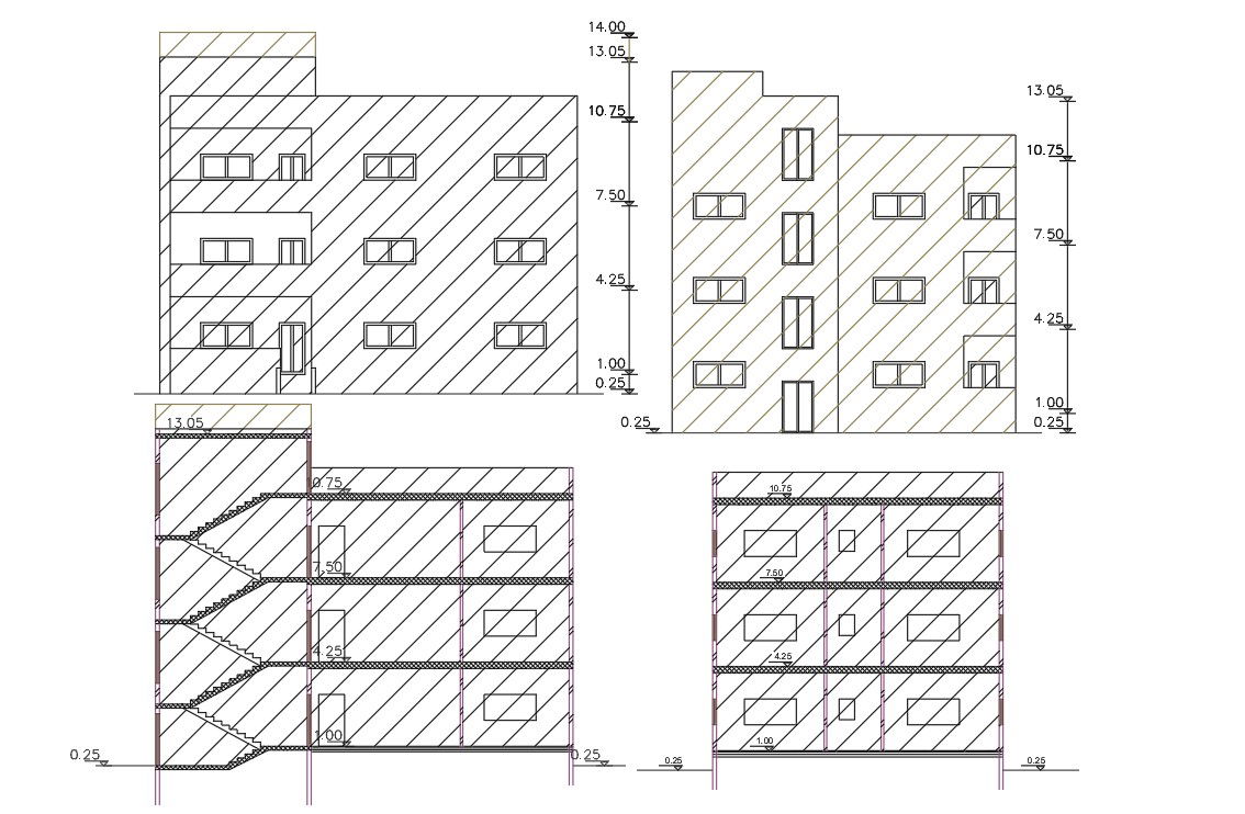 Multistorey House Building Sectional Elevation Design