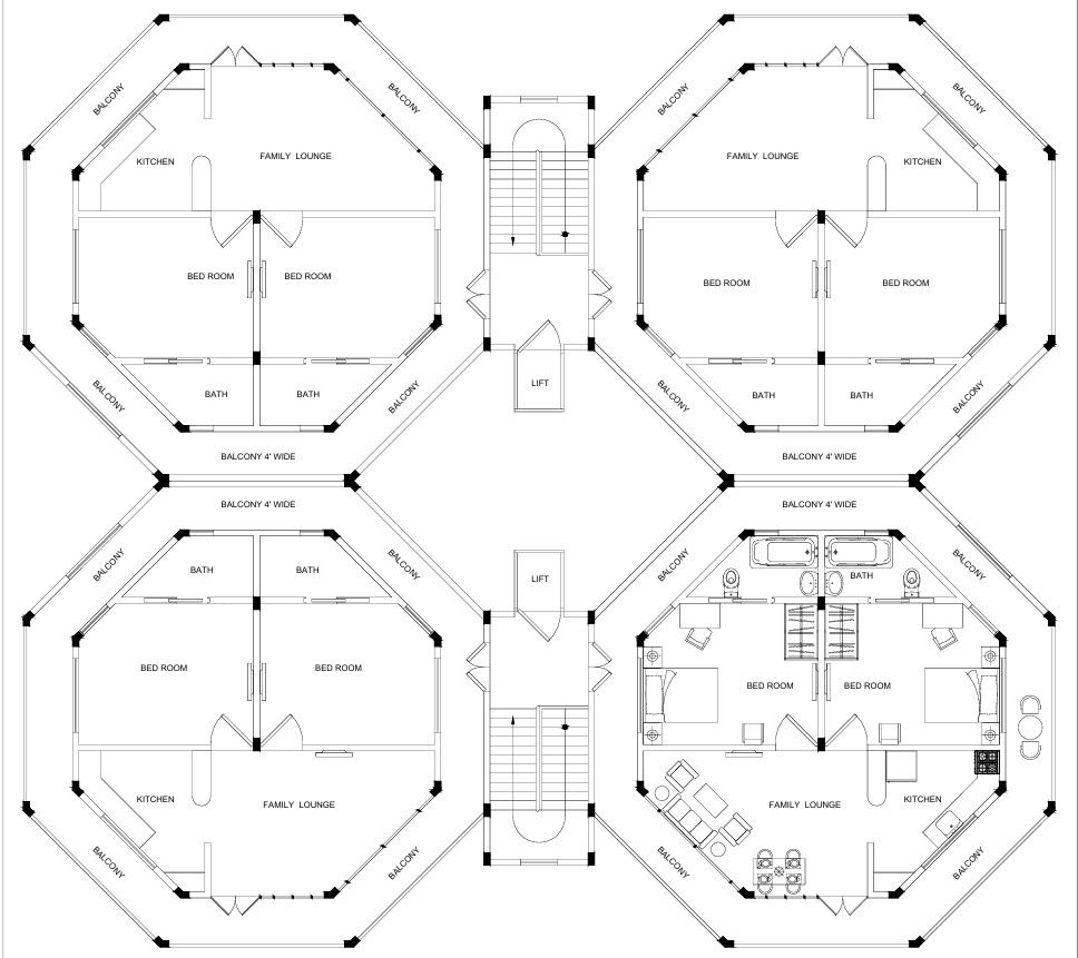Multistory Pentagonal Building Architecture Layout–AutoCAD DWG Files