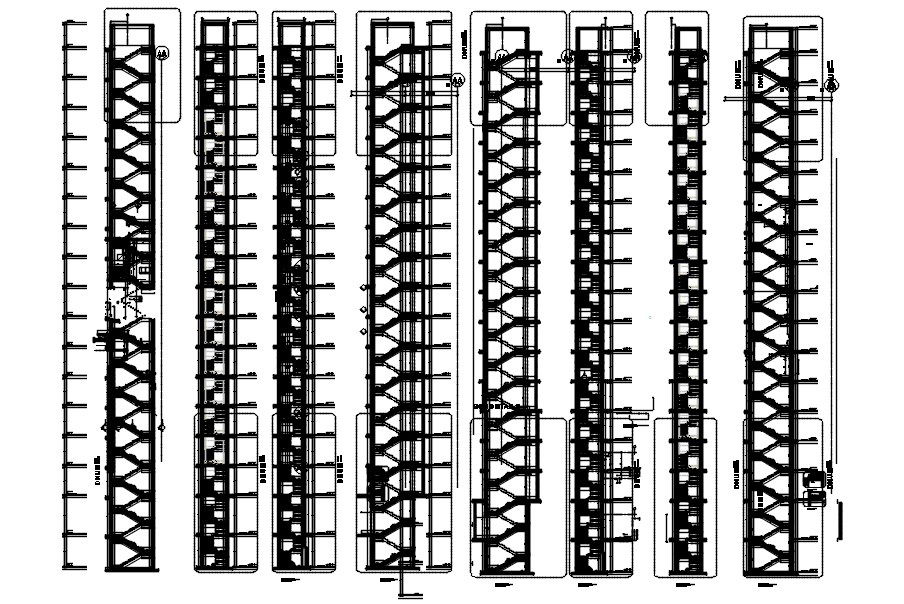 Multistory building section design in AutoCAD 2D drawing, CAD file, dwg file