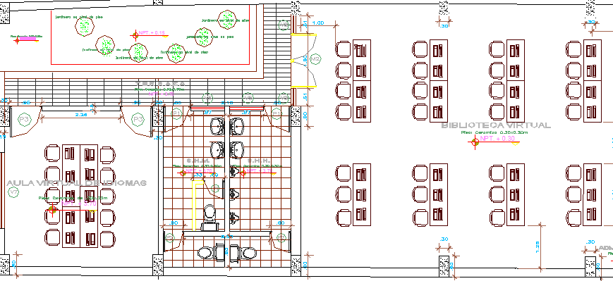 Municipal Library Architecture Design and Structure Details dwg file
