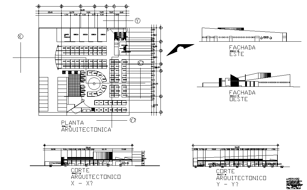 Municipal Market section floor layout plan dwg file