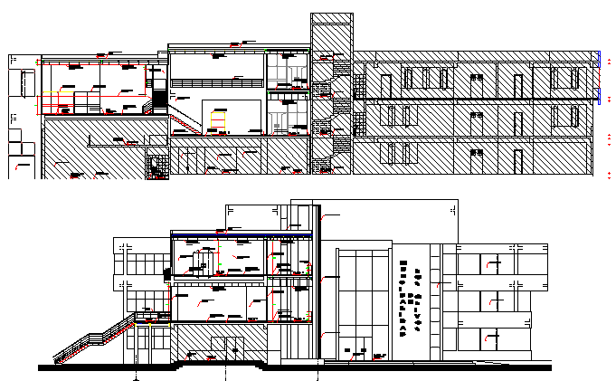 Municipal Shopping Complex Architecture Layout and Elevation dwg file