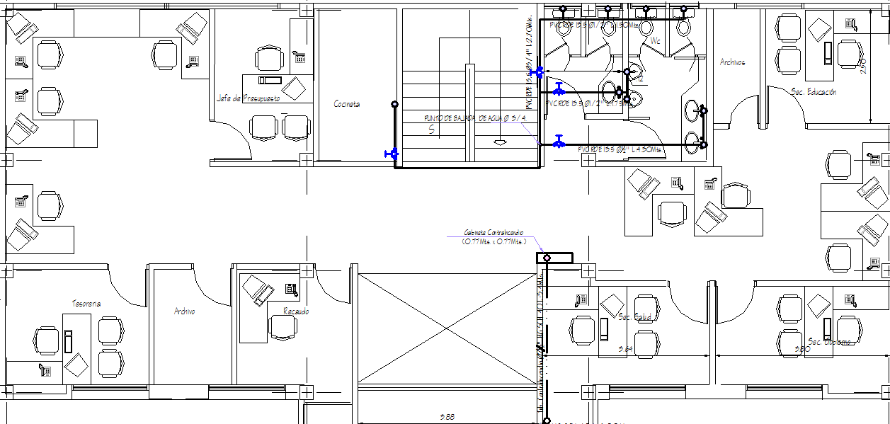 Municipal building layout plan dwg file