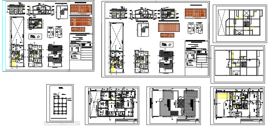 Municipal Family Housing and Concert Hall Plan Layout Detail Drawing