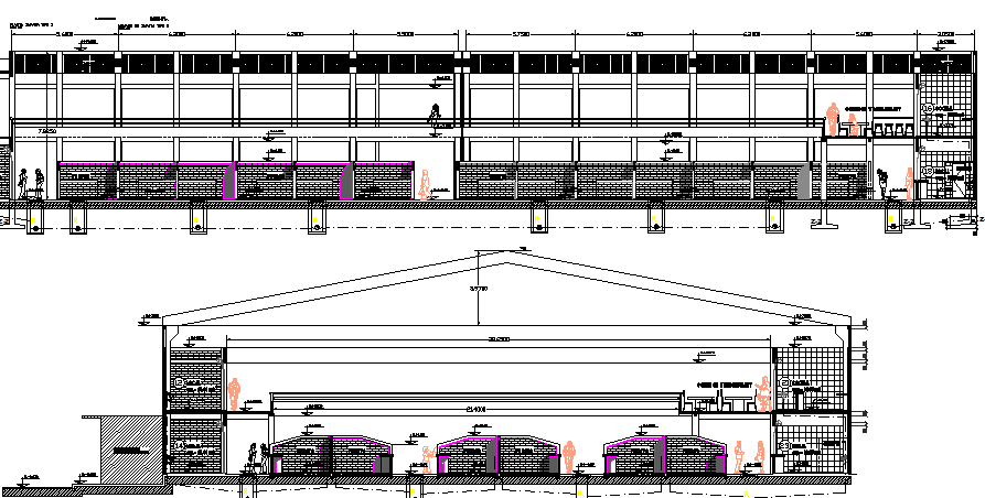 Municipal market detailed sectional view dwg file