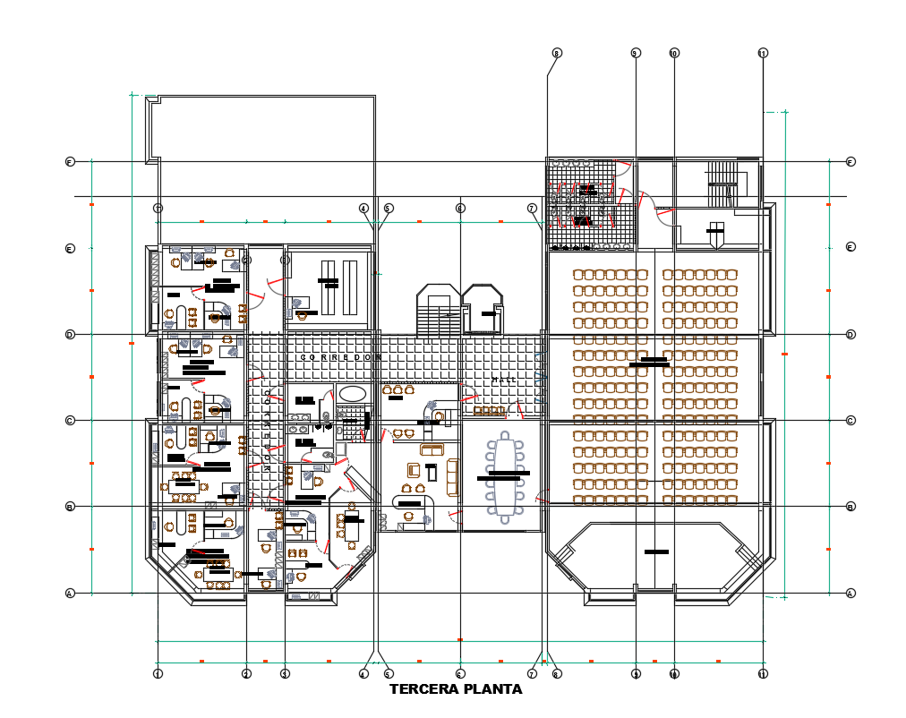 Municipal Corporation Third Floor Plan AutoCAD Drawing Download DWG File