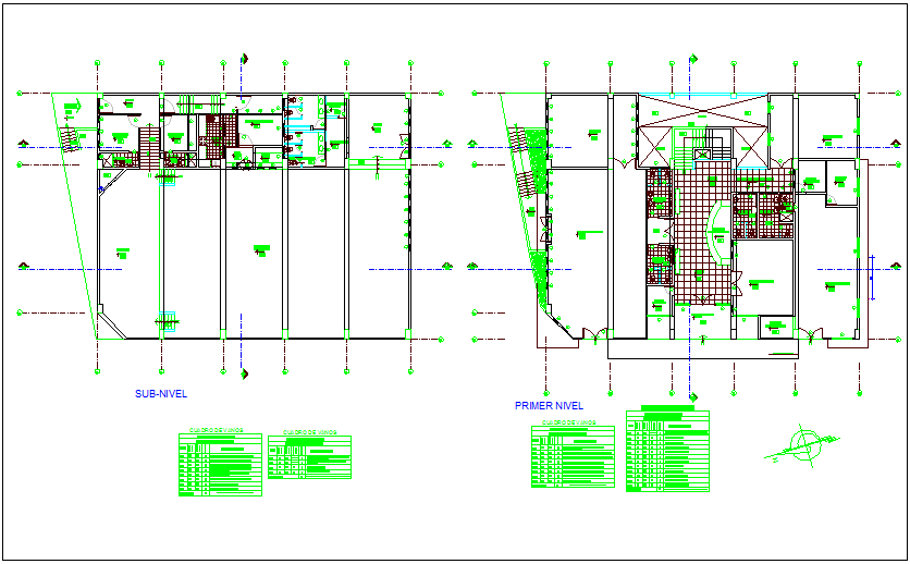 Municipality building sub level and first floor plan dwg file