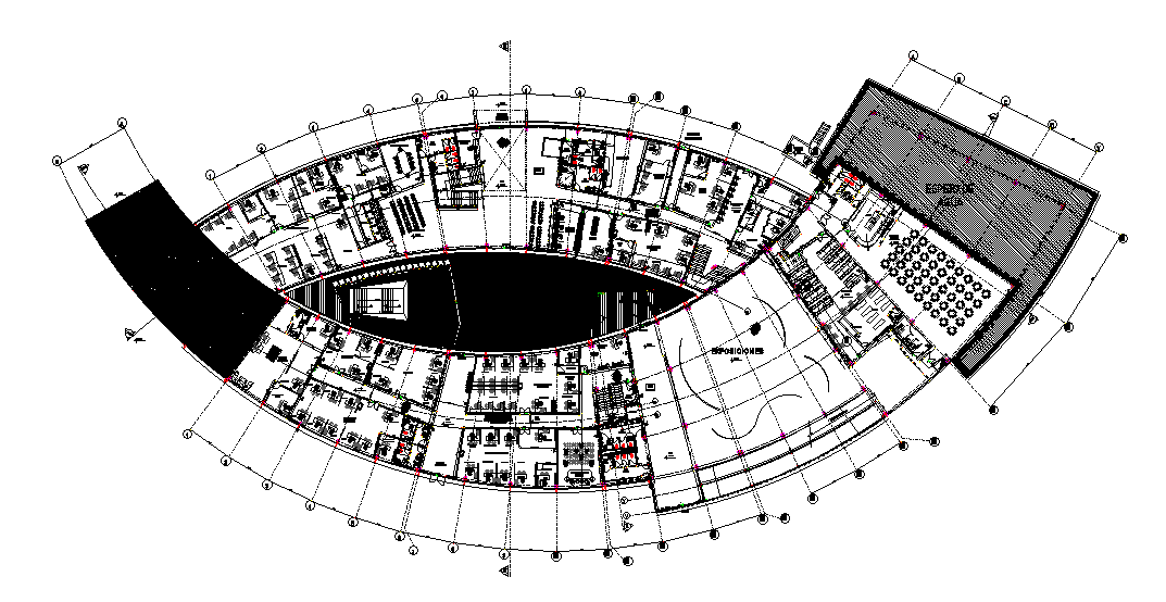 Municipal office plan is given in this Autocad drawing file. Download now.