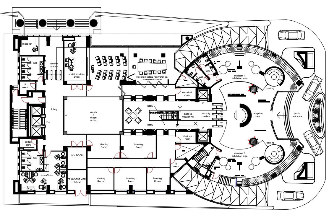 Museum Art Gallery DWG CAD File with Detailed Architectural Layout