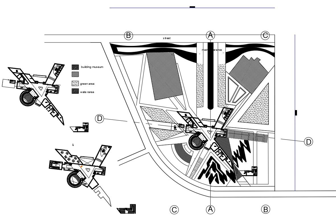 Museum building floor plan and plantation drawing AutoCAD DWG drawing file are given.Download the AutoCAD 2D DWG file.