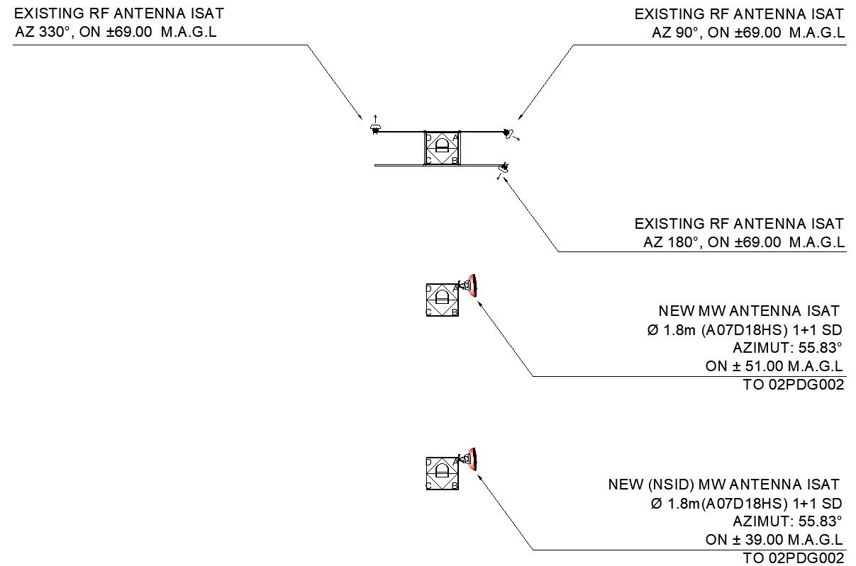 NEW MW ANTENNA ISAT in Tower in AutoCAD, dwg file.