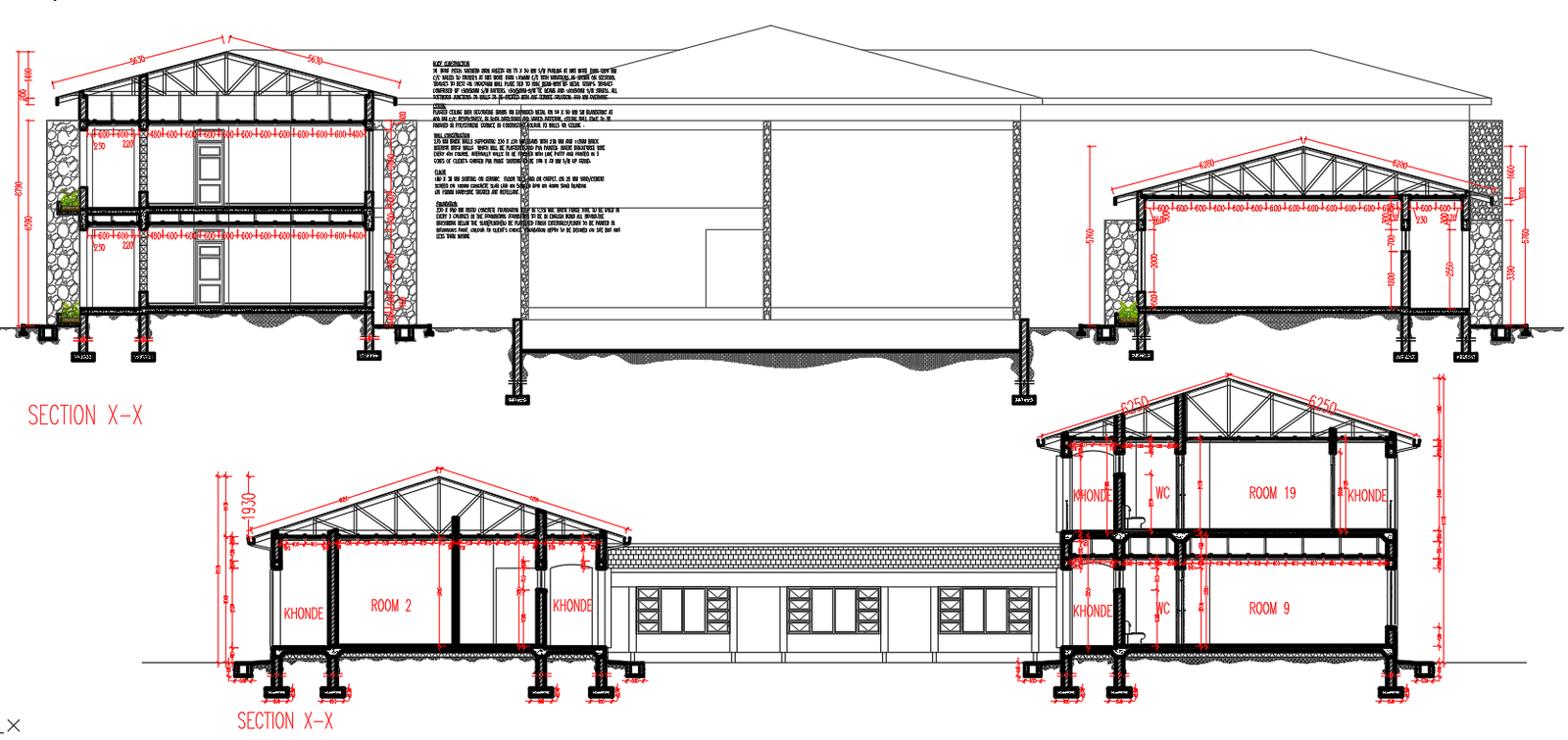 NGO Section Layout Plan building drawings Cad DWG File