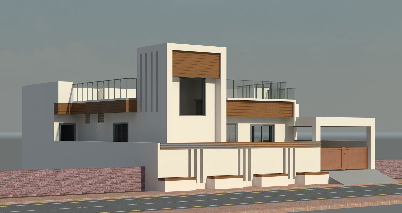 Neat and simple Bungalow 3d elevation design Revit file is provided here. Download this drawing Revit file for free on cadbull.com.