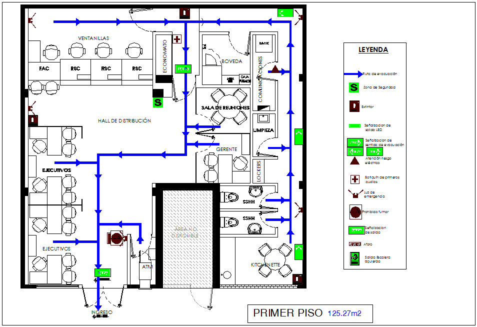 Necessary symbol of office first floor plan with architectural view dwg file