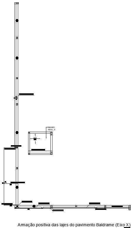 Negative reinforcement of Baldrame floor slabs in AutoCAD, dwg file.