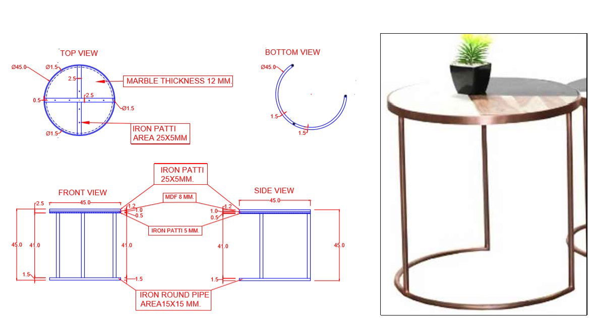 Nesting Table Four View With Furniture Block PDF File