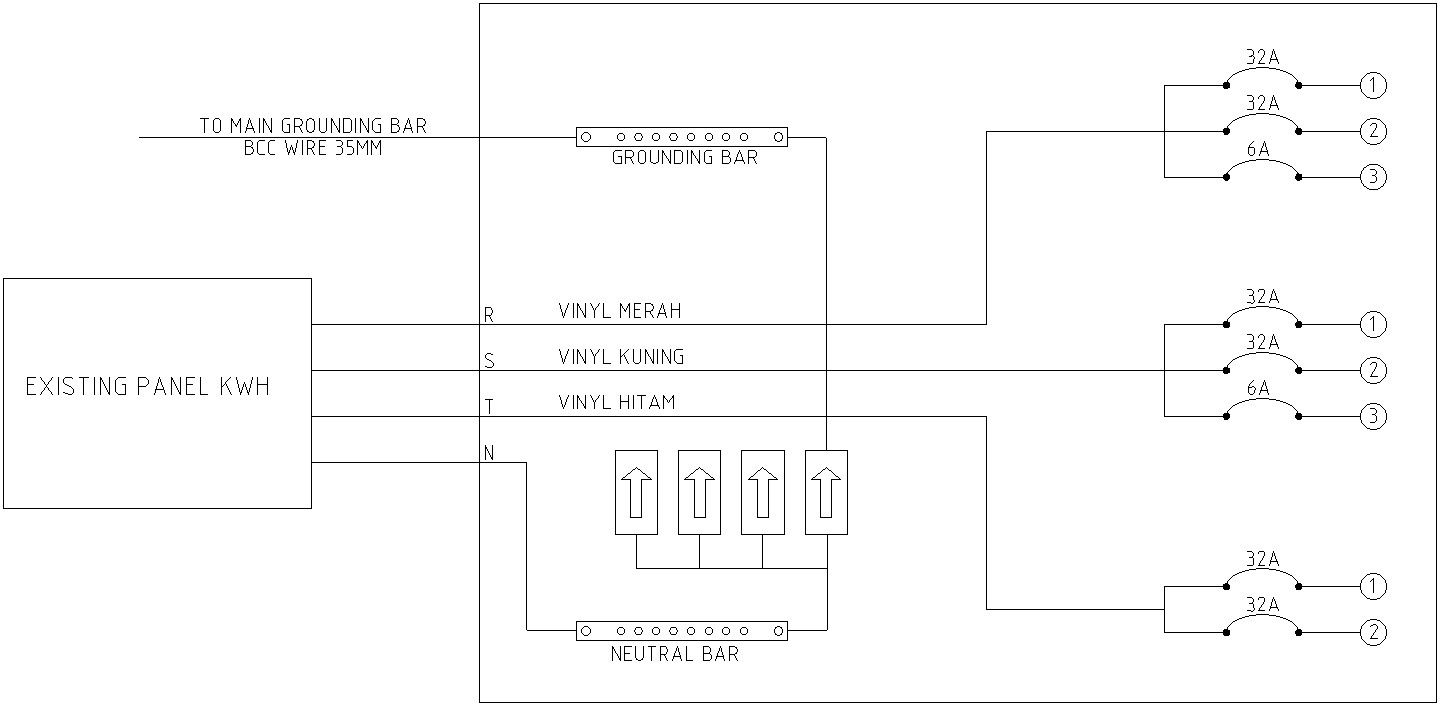 Neutral bar and ground bar details in AutoCAD, dwg file.