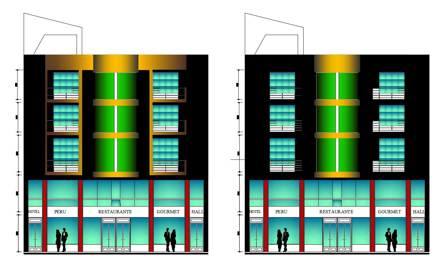 Night club elevations in autocad