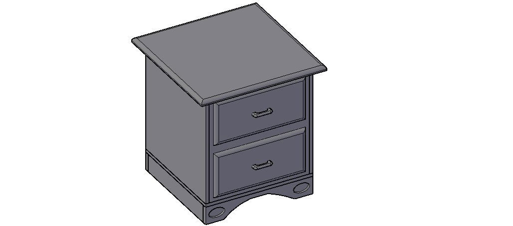 3D Nightstand AutoCAD File for Bedroom Layout Design