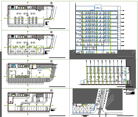 Nine story office building architecture details dwg file