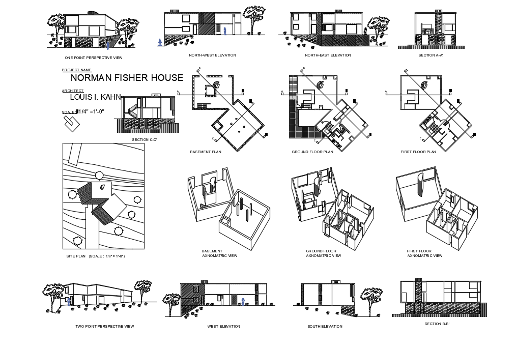 Norman Fisher House Architectural Design Plan DWG Drawing File