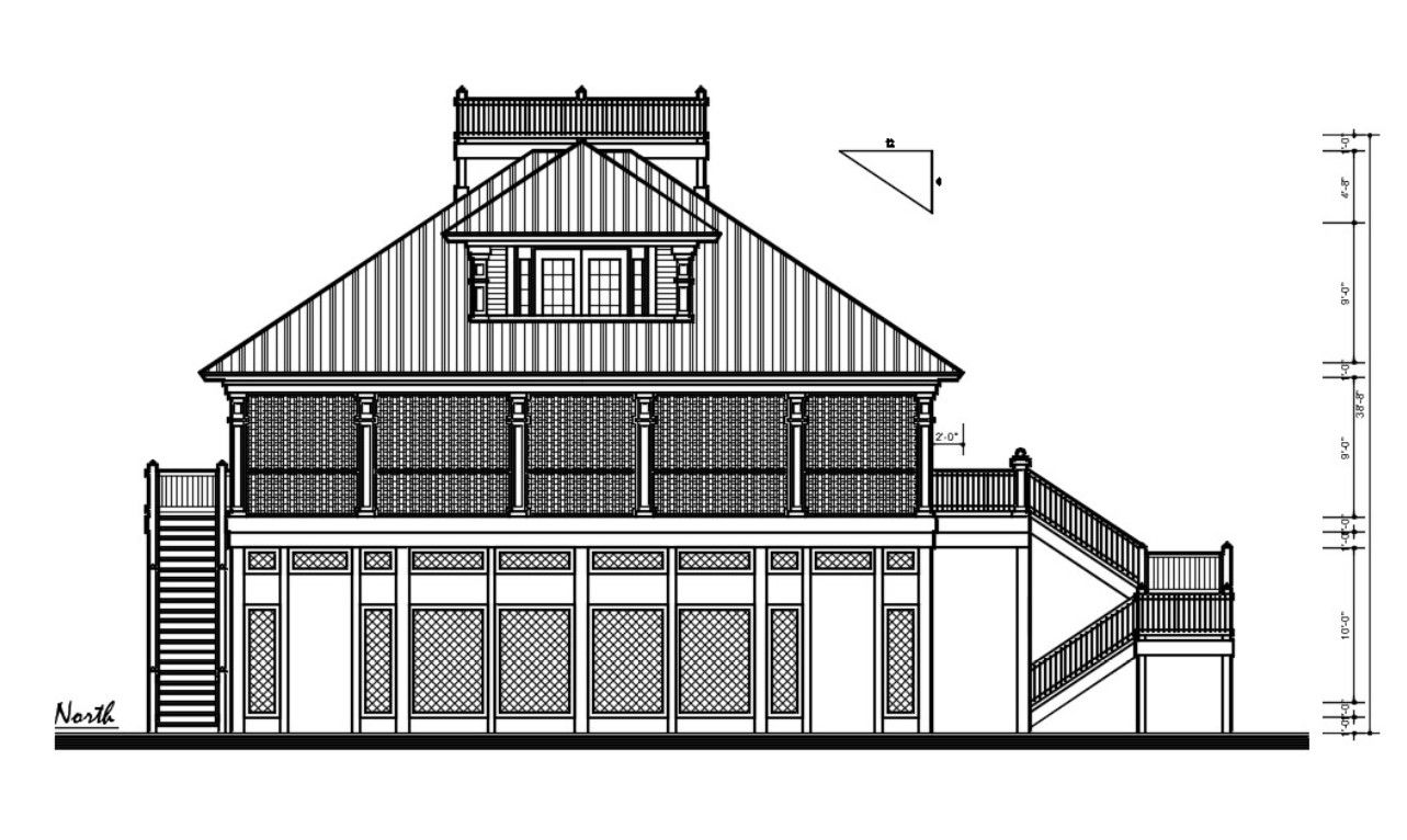 North Side Ethnic Elevation Of Bungalow AutoCAD File