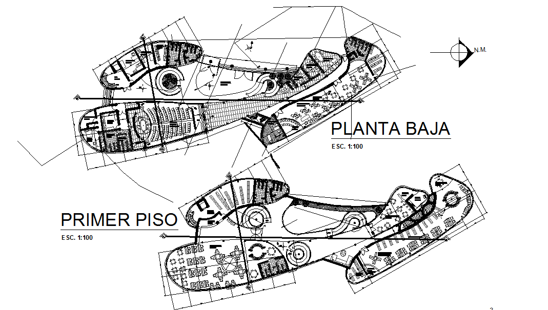 North direction Commercial plan detail dwg file
