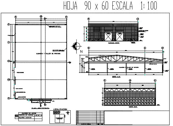 North direction house plan detail dwg file
