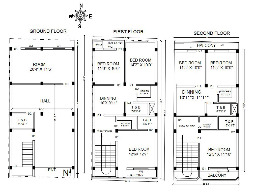 North Facing House Plan According To Vastu CAD Drawing