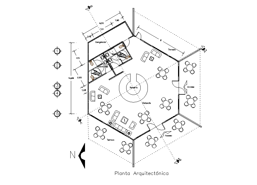 North Facing Restaurant Bar CAD Drawing DWG File