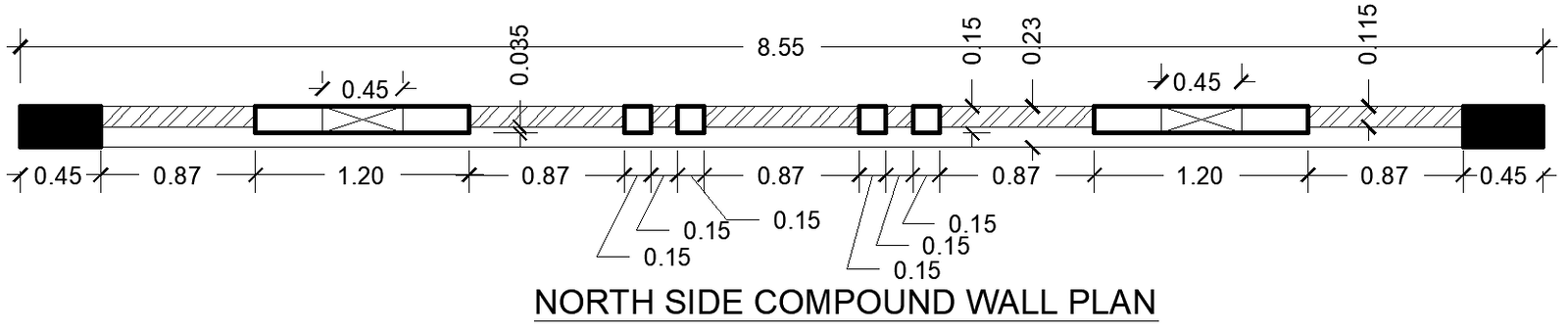 North Side Compound Wall Plan Details - AutoCAD DWG File