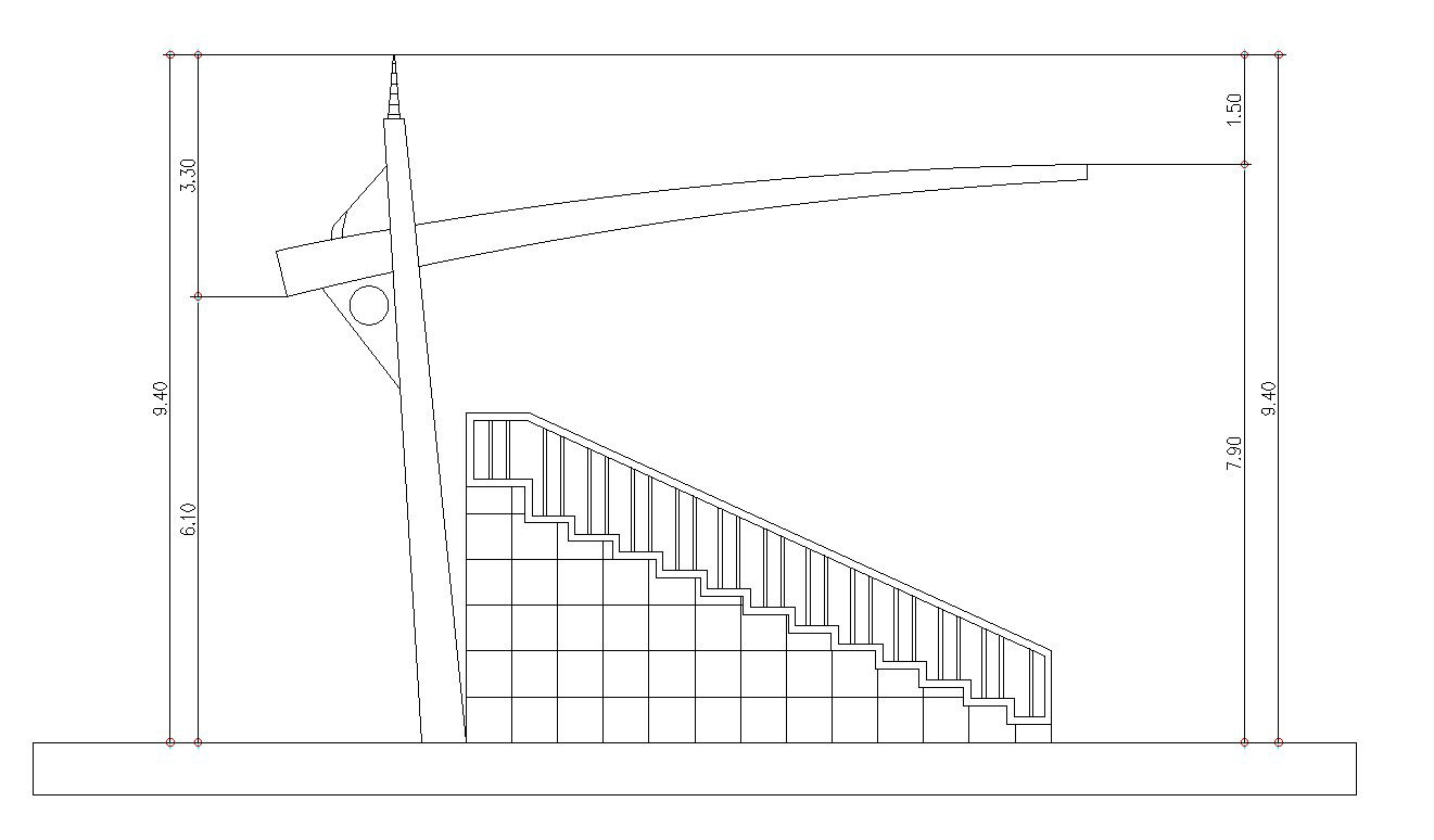 North side elevation of seating area of sport ground in detail AutoCAD 2D drawing, CAD file, dwg file