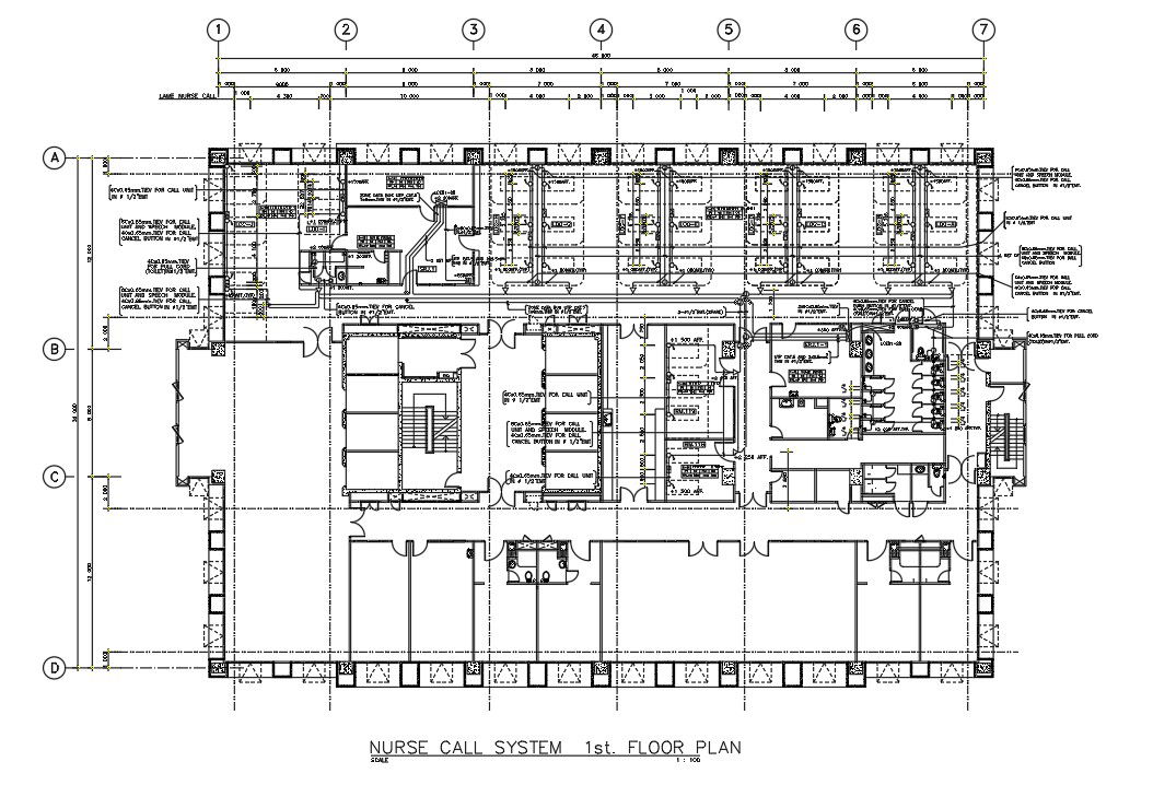 Nurse Call System First Floor Plan CAD Drawing DWG File