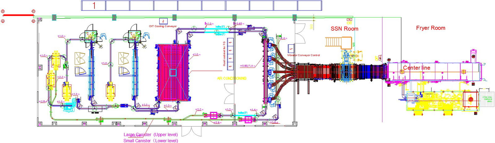 OIT cooling conveyor AutoCAD drawing is given in this file