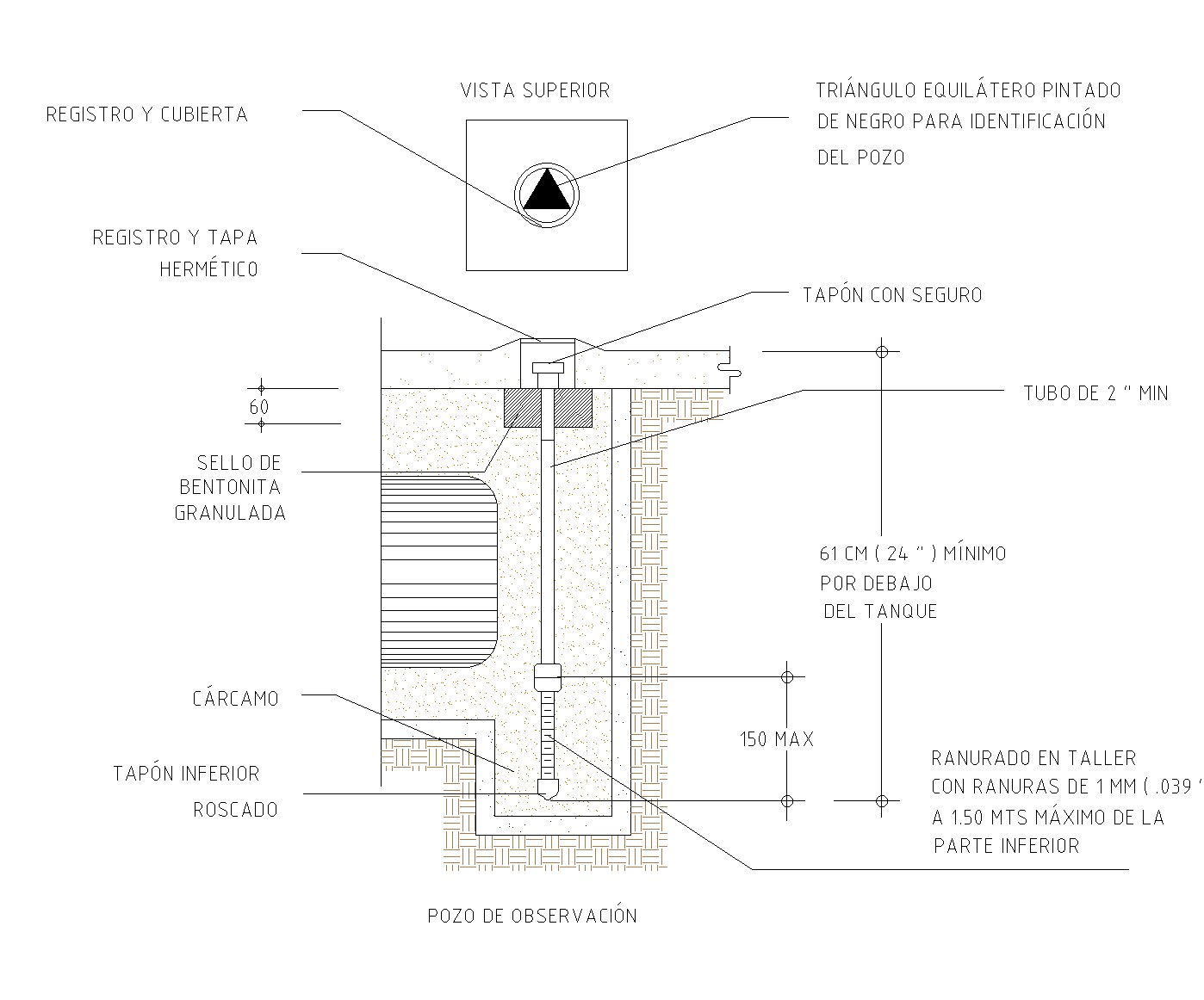 Observation well plan and section dwg file